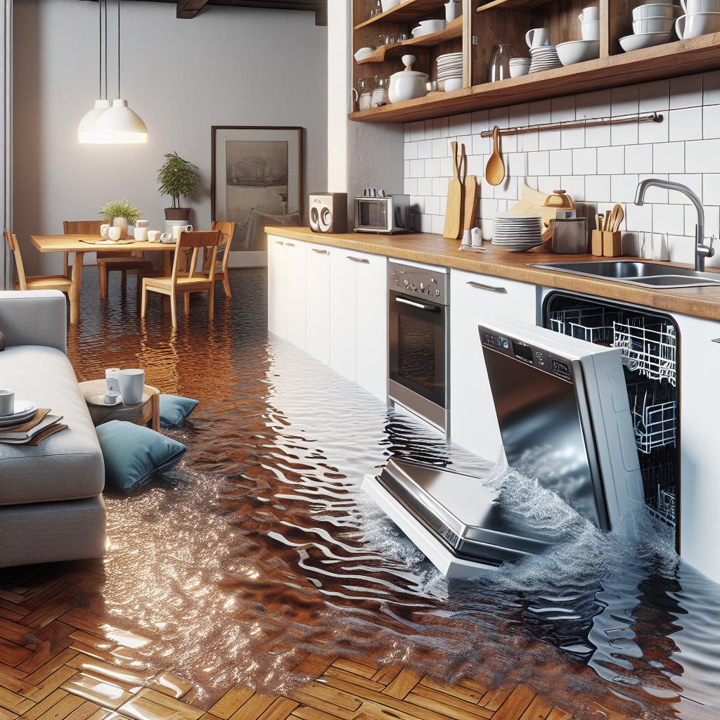 Apartment flooded by dishwasher.
