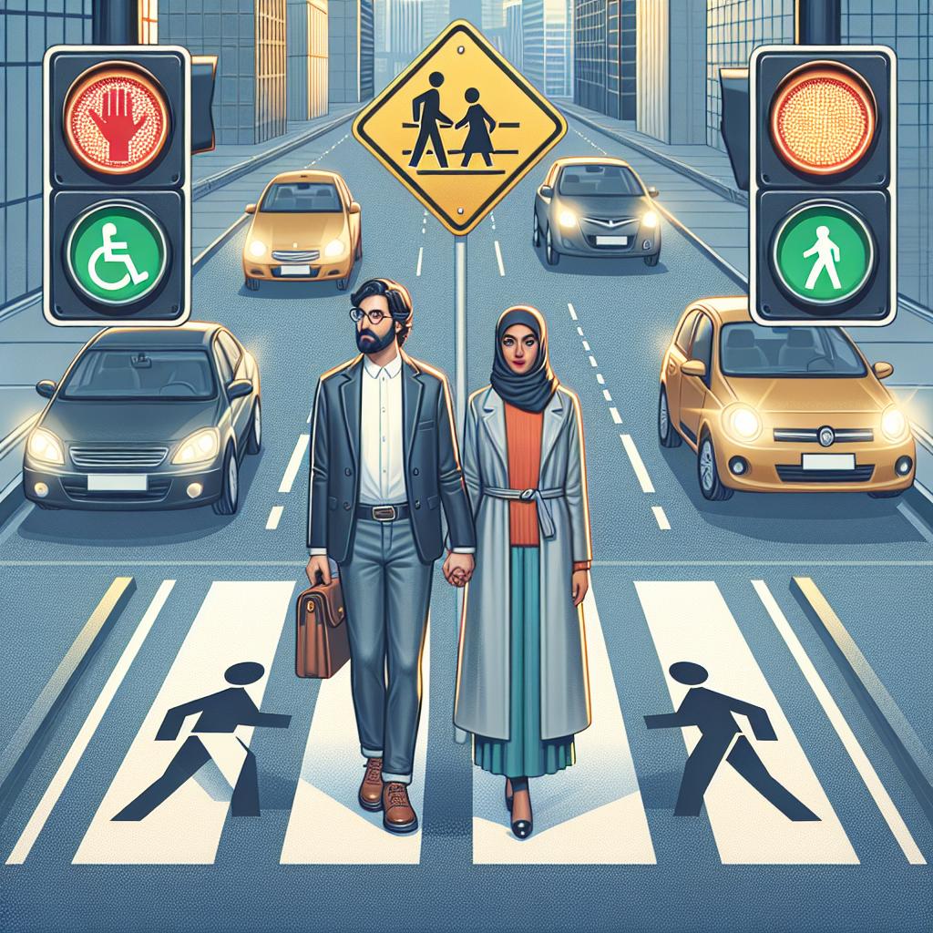 Pedestrian safety campaign illustration.