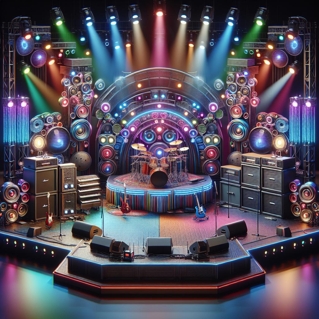 Colorful concert stage setup.