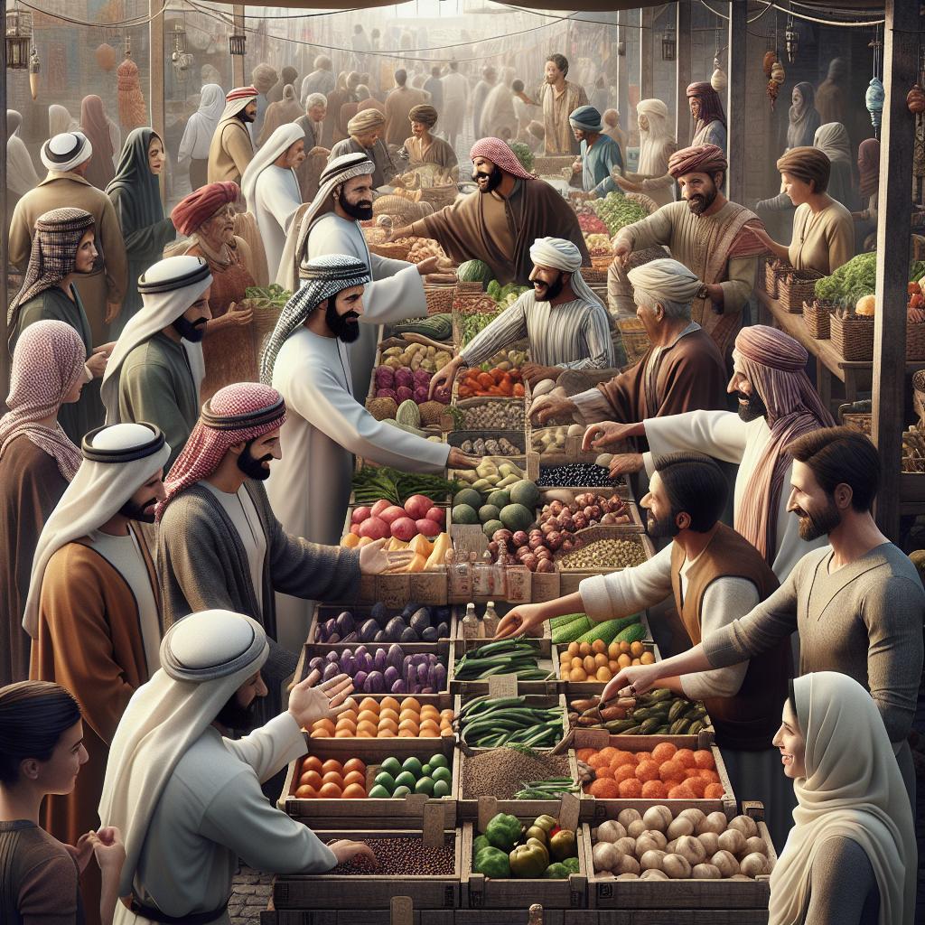 Market vendors trading goods