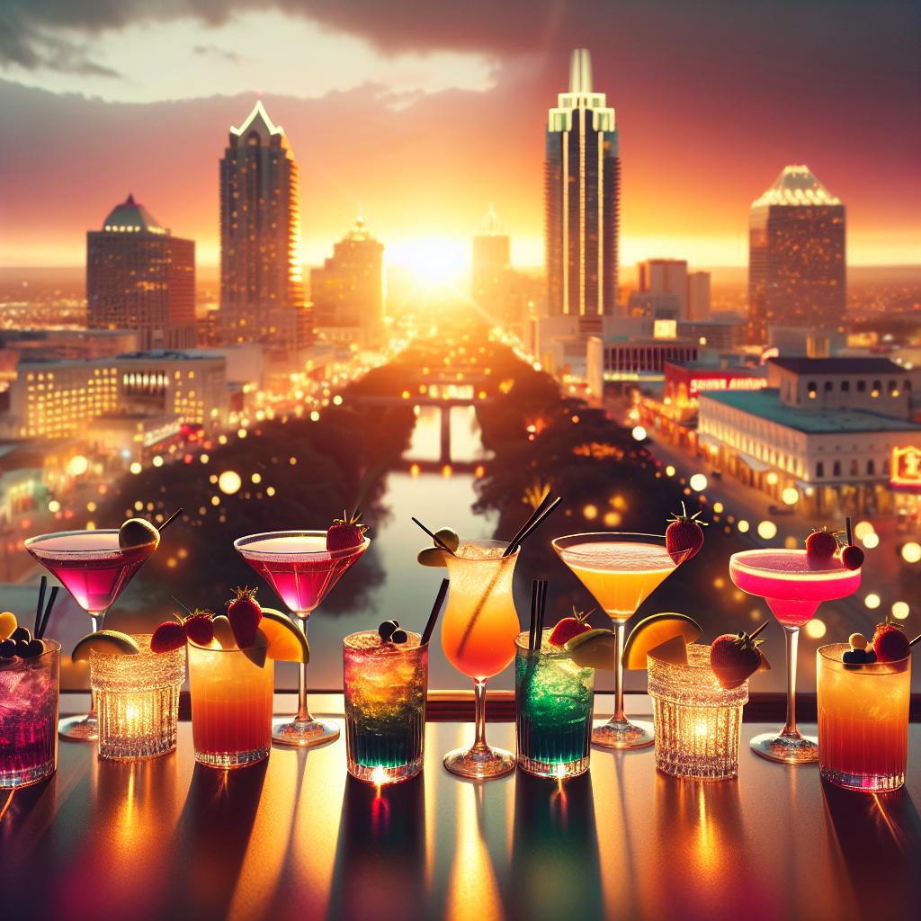 Cocktails overlooking San Antonio.