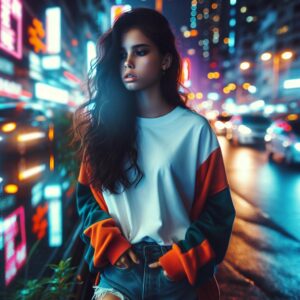 Teen at midnight urban