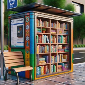 Colorful bus stop library