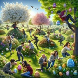 Easter eggs hunt frenzy.