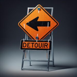 Traffic detour construction sign