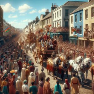 Historical parade on display.