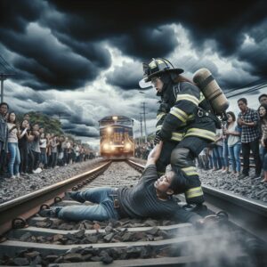 Rescue on train tracks