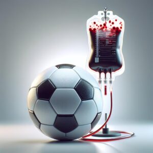 Soccer ball and blood bag