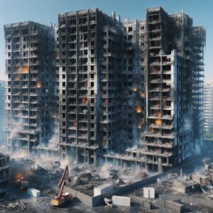 Fire-destroyed apartment building