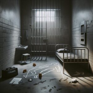 Prison cell investigation scene.