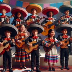 Child mariachi performance celebration.