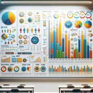 Educational achievement chart overhead.