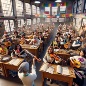 Mariachi music classroom scene.