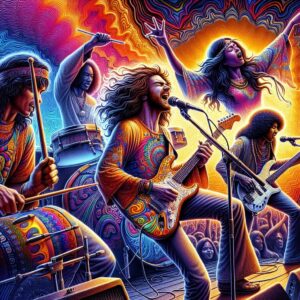 Psychedelic rock band performance.