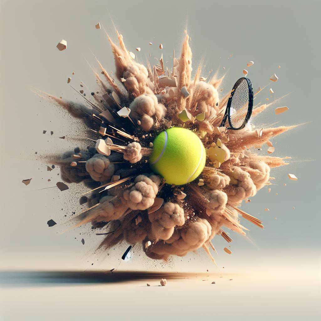 Tennis ball explosion chaos.