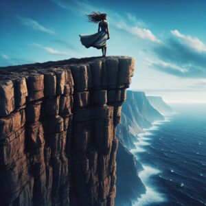 Woman on cliff edge
