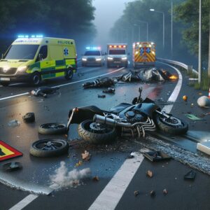 Tragic motorcycle accident scene