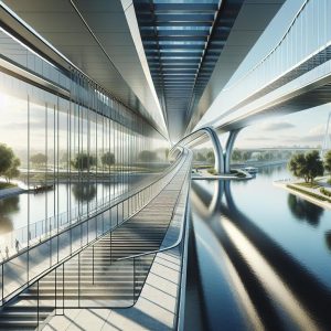 Modern pedestrian bridge design.