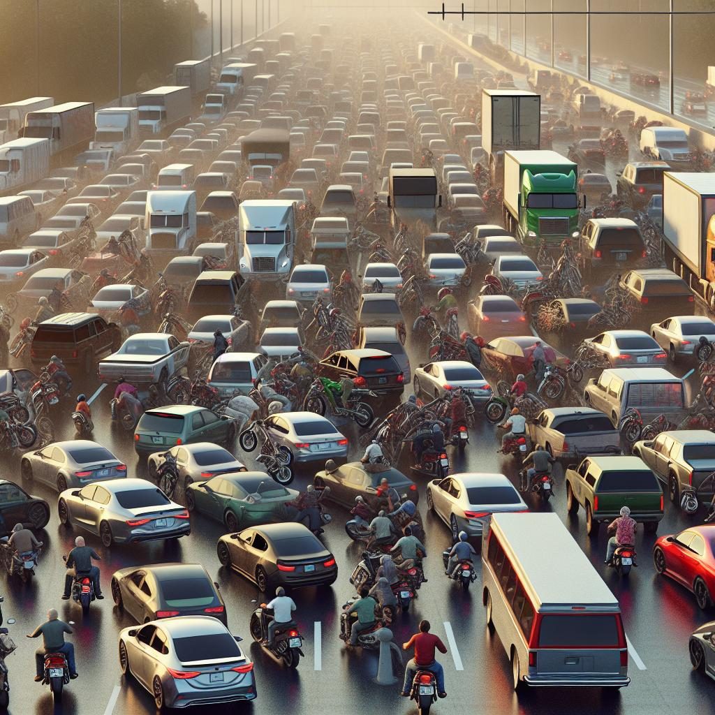 Explosive highway traffic jam