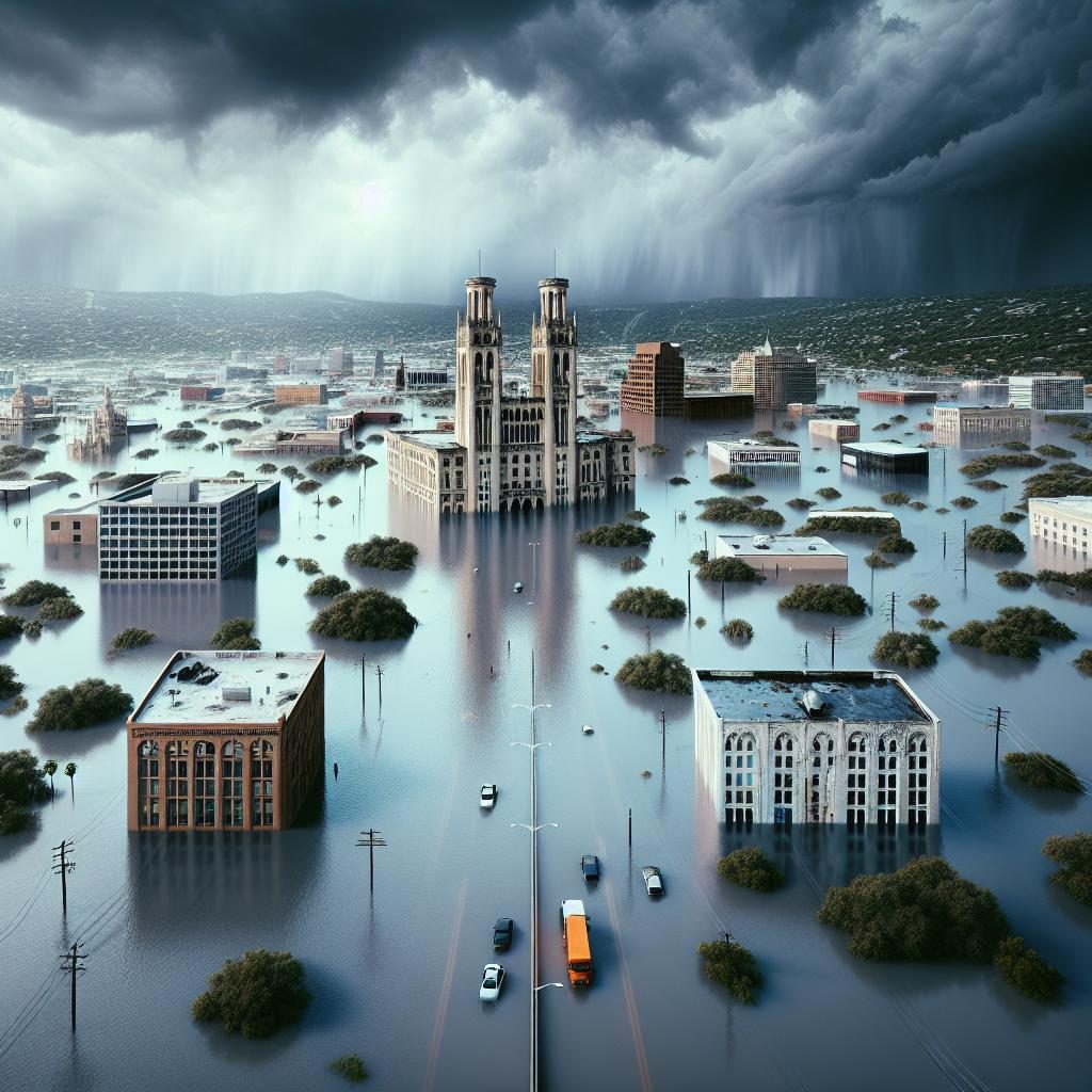 Flooded San Antonio streets.