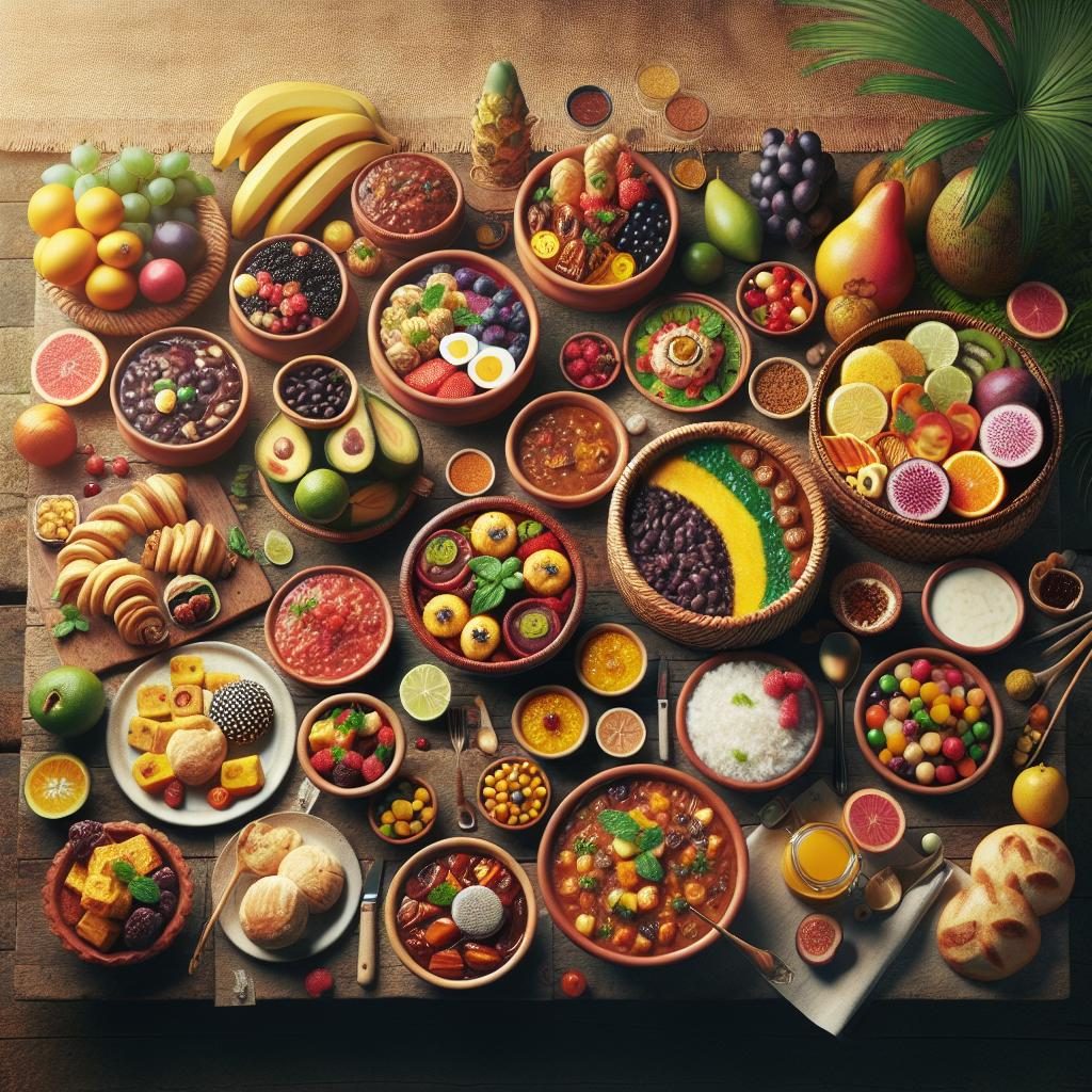 Colorful Brazilian food display