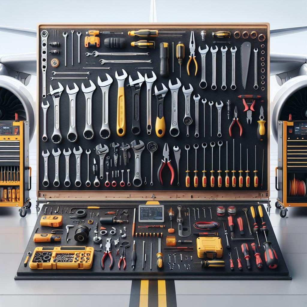 Airplane mechanic tools display