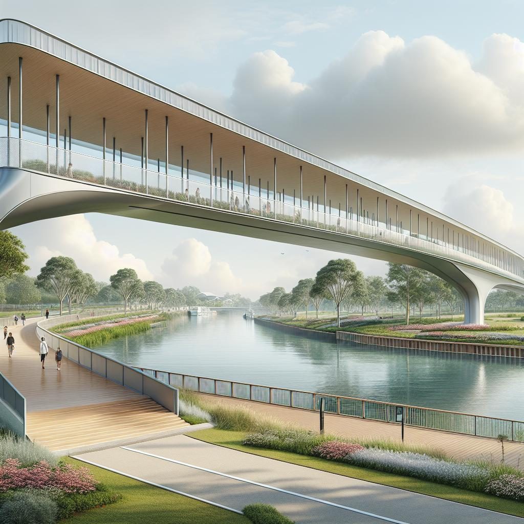 Modern pedestrian bridge design.