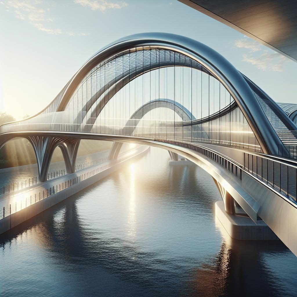 Modern pedestrian bridge design.