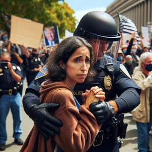 Woman arrested protesting president