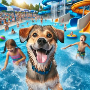 "Dog at water park"