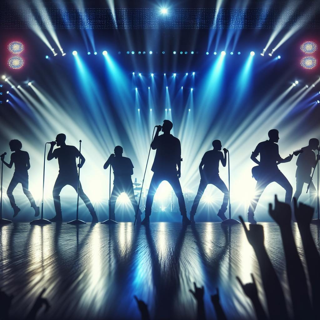 K-Pop group performance silhouette.