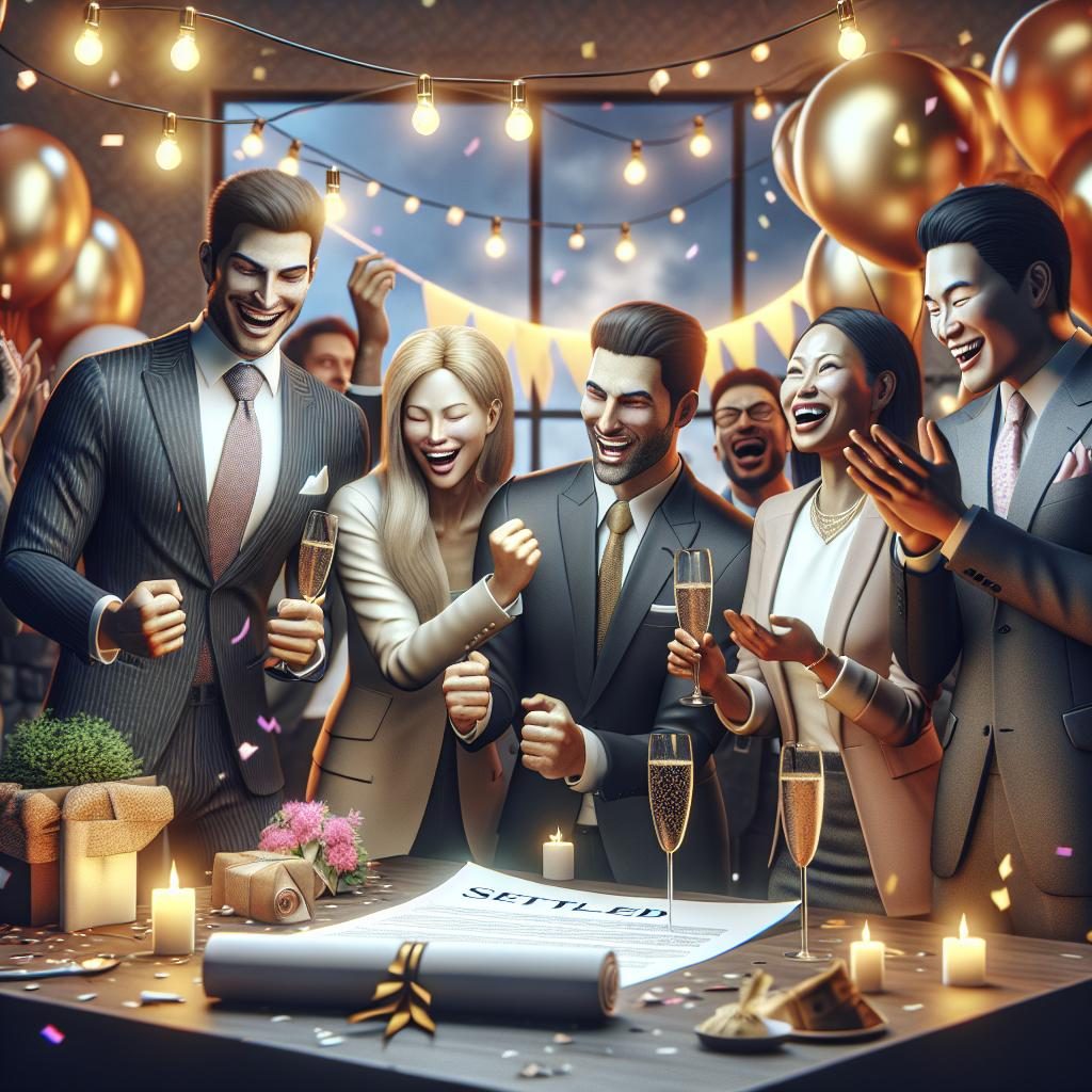 Financial settlement celebration concept.