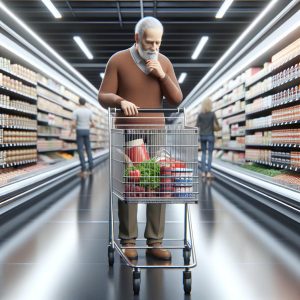 Senior man shopping at Walmart