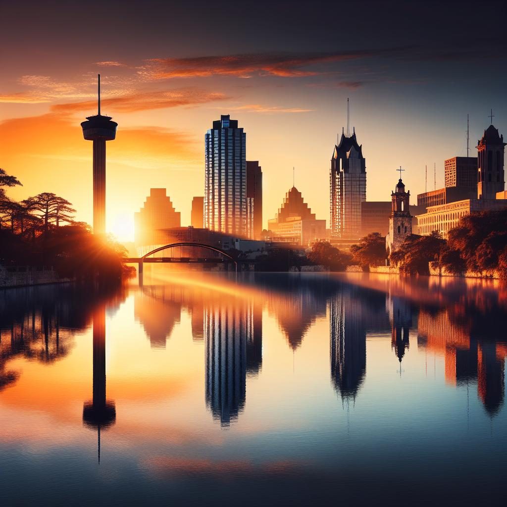 San Antonio skyline sunset.