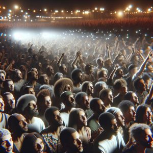 Concert crowds at night.