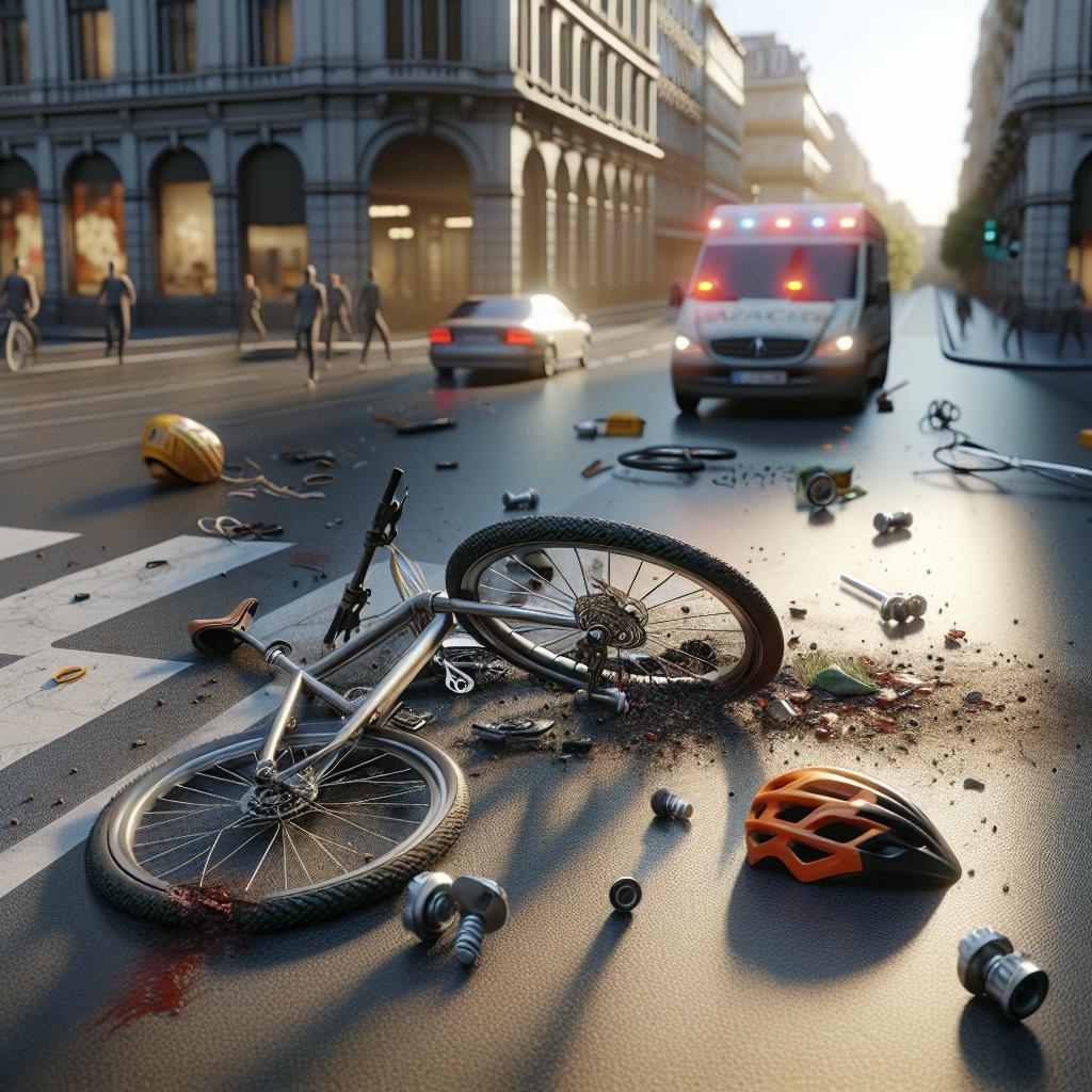 "Intersection bike accident aftermath"