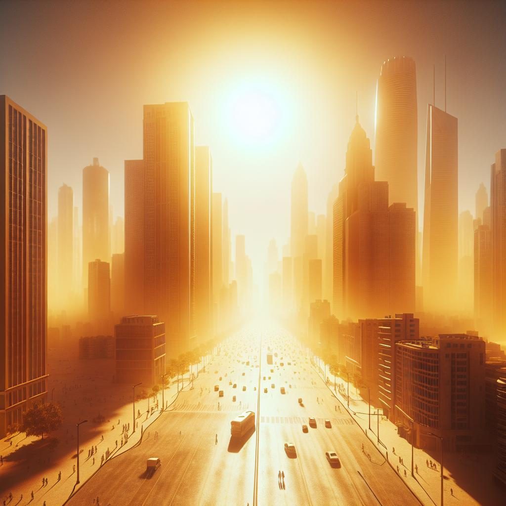 Heatwave in cityscape.