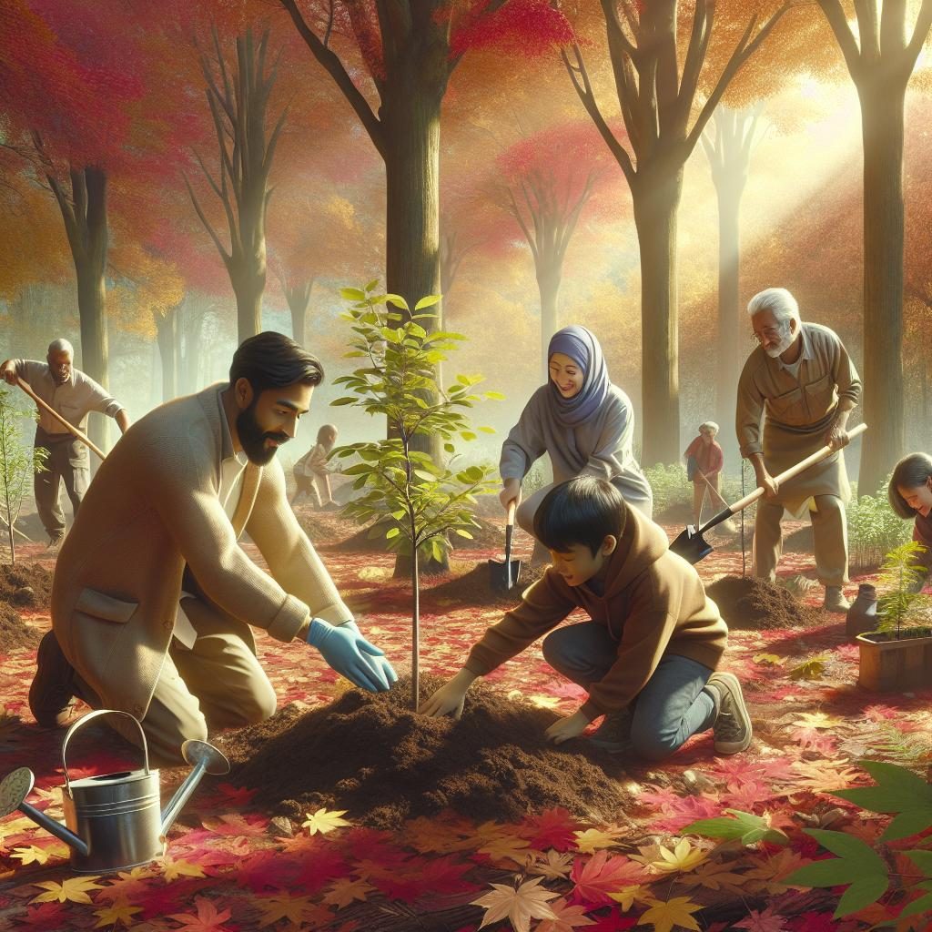 Tree planting in autumn.