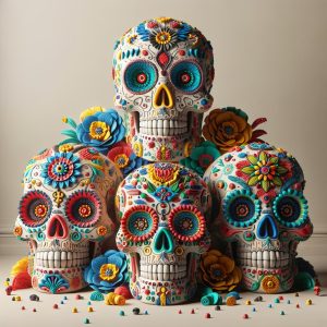 Colorful Sugar Skull Display