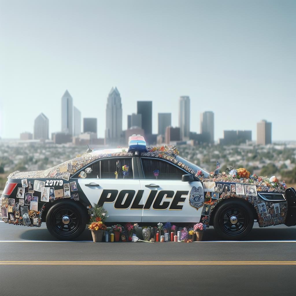 Police car tribute memorial.