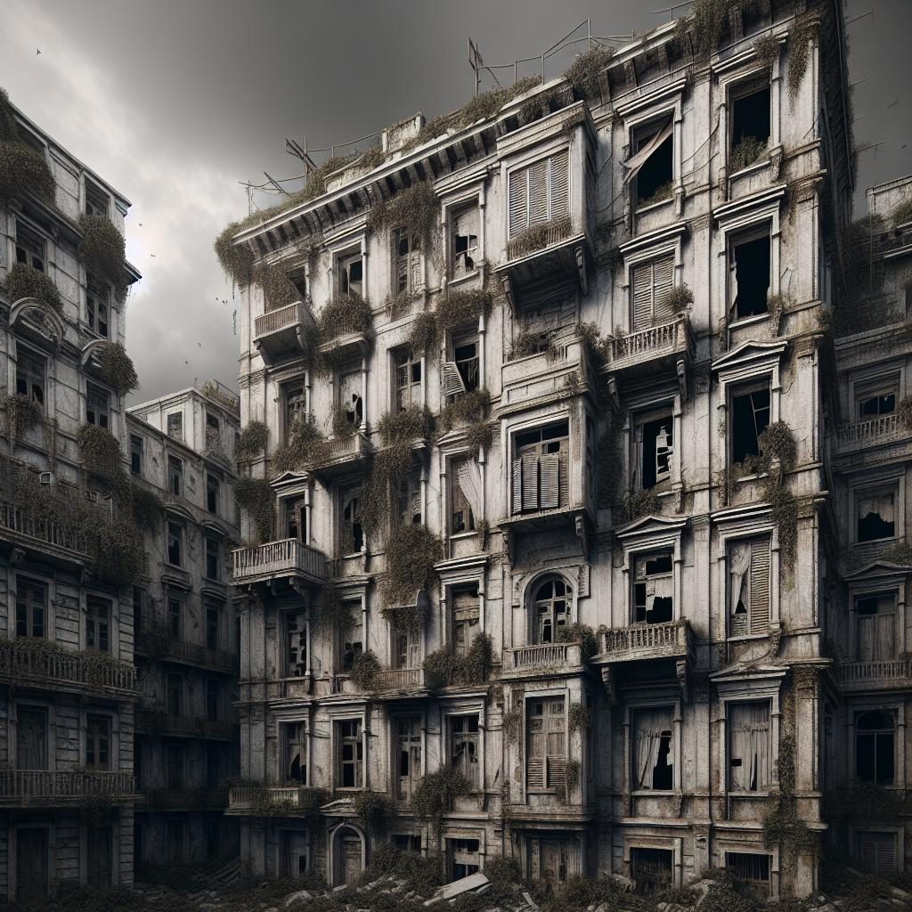 Deserted apartment buildings illustration