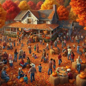 Autumn ranch celebration scene