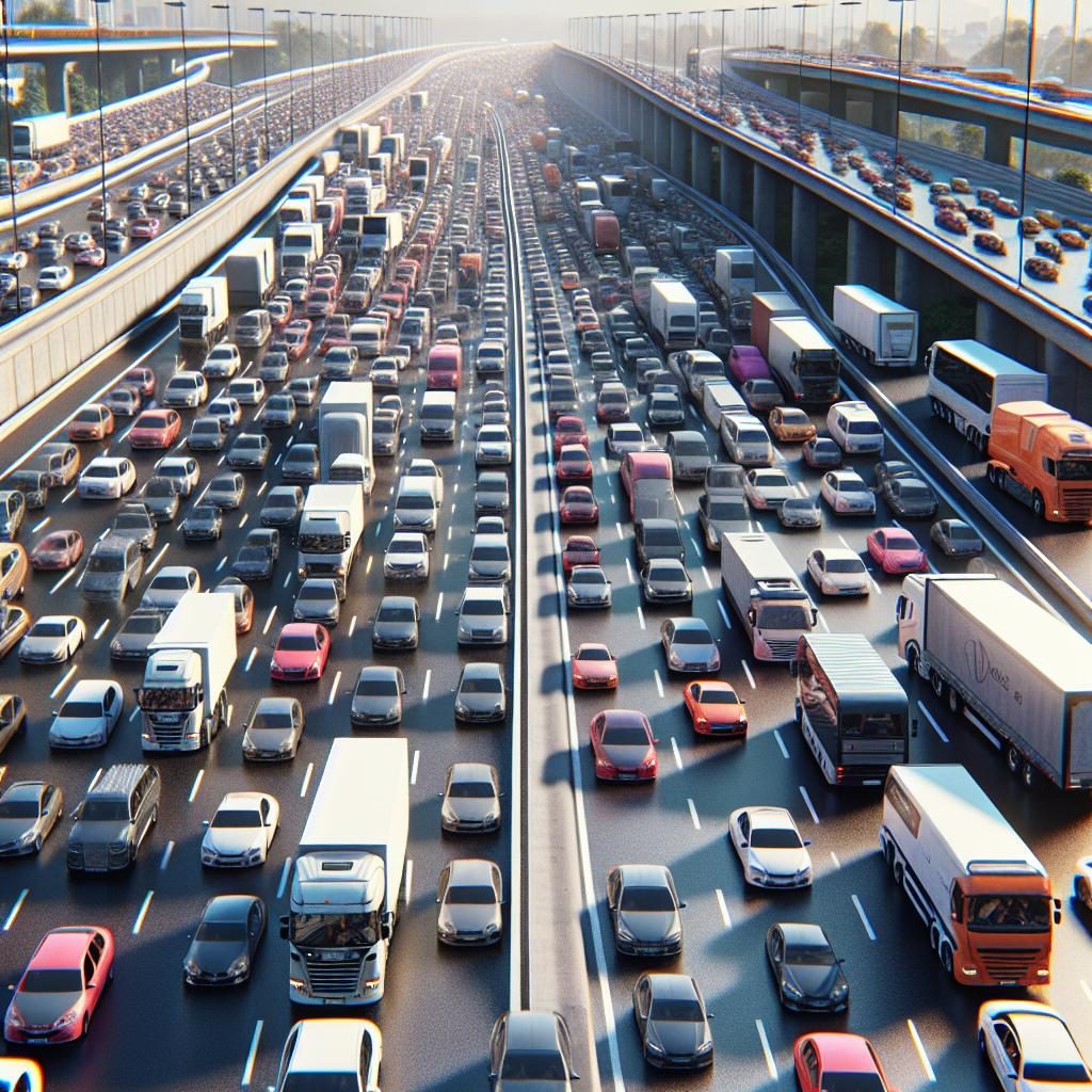 Traffic Jam on Highway.