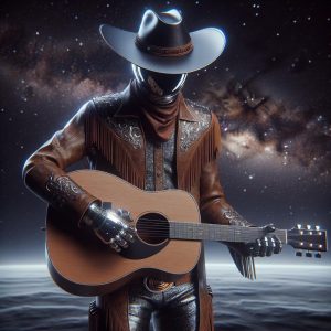 Space cowboy guitar player.