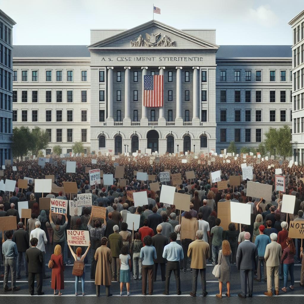 Protest at government office.