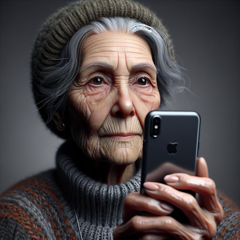 Elderly woman holding phone