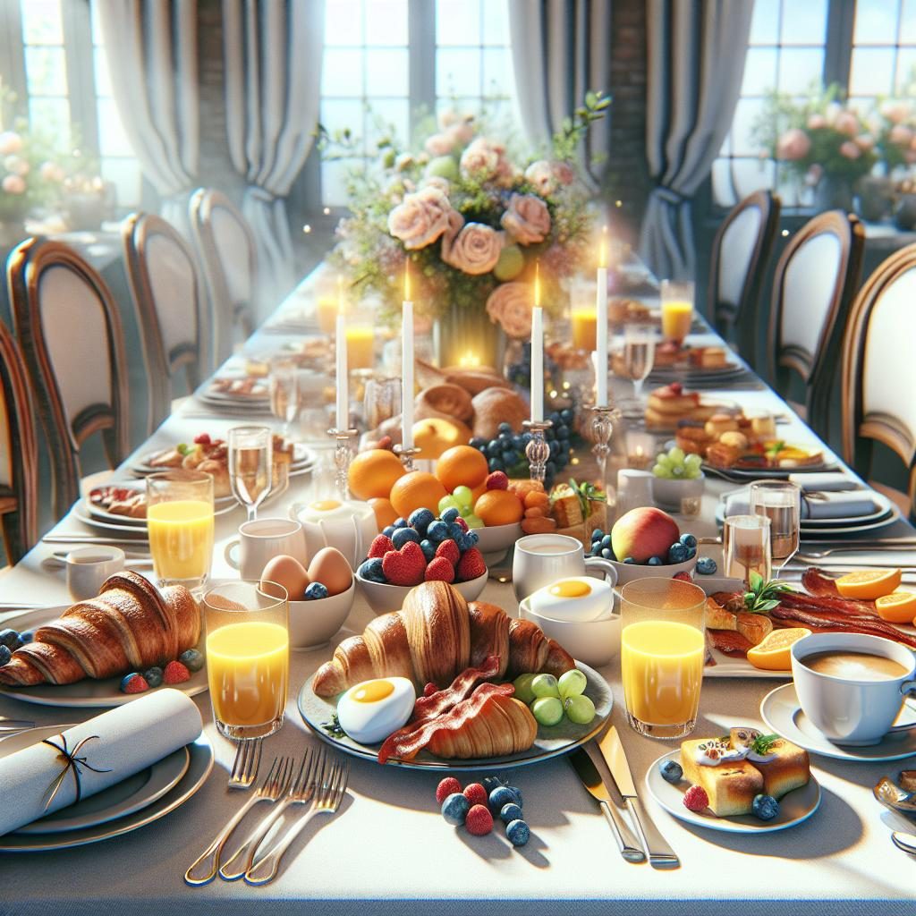 Brunch feast celebration setting.