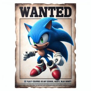 Sonic character wanted poster