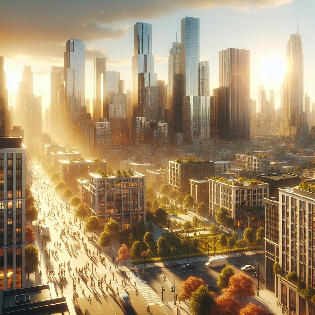 Sun-soaked cityscape热