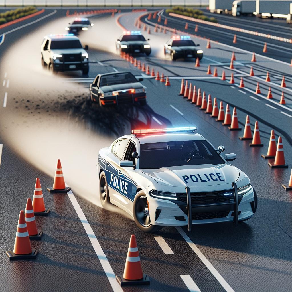 Police car pursuit training.